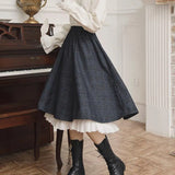 Party 2022 Spring Vintage Gothic Skirt Women Casual Patchwork High Street Korean Skirt Long High Waist Harajuku Midi Skirt Female