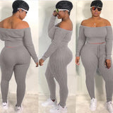 Sexy Off Shoulder Knit Top And Leggings 2 Piece