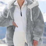 new autumn and winter loose plush zipper hooded jacket