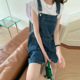 Denim Shorts Women's Summer Korean Version Wide Leg Jeans Army Green Elastic High Waist Loose Casual Y2k Fashion