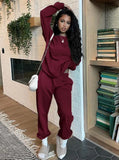 Casual Plain Long Sleeve Loose Sweatshirt And Matching Pants Two Piece