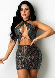 Party Sequins Sexy Halter Bodycon