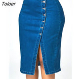 Denim Skirt Women's Half Length Skirt New Split Retro Split Fashion Sexy Button Long Retro Old Hip Pocket Rock