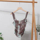 Hottie Tie Dye Irregular Sleeveless Small Sleeveless Sleeve Strip Back Strap Bow Strap Bow Blouse
