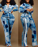 Autumn And Winter Independent Station Printing Trend Fashion Women's Wear 2-Piece Set From Stock-Outfit