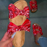 Sandals Women Summer Bow Flat Shoes Ladies Beach Slipper Outdoor Fashion Slides for Ladies Casual Flip