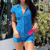 Summer Short Sleeve Letters Print Overalls For Women Sport Skinny Rompers Playsuit Tops Ladies Body Jumpsuit Tops