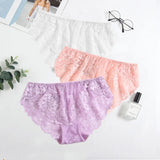 3pcs/Pack! Ultra Thin Women Panties Plus Size Briefs for Women White Pink