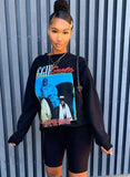 Character Print Black Crew Neck Regular