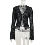 Autumn 2025 New Fashion Chiffon Shirt Small Fragrant Temperament Laded Horn Sleeve Top