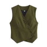 New Two-Color Oblique Cardigan Asymmetrical Fashion Vest-Outfit