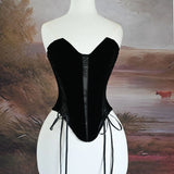 French Retro Velvet With Thoracic Fish Bone Girded Lumbar Simple Shape Dress Corset Can Be Worn