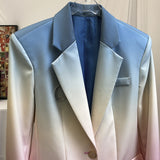 Patchwork Hit Color Blazer For Women Notched Long Sleeve Casual Blazers Female 2022 Spring Fashion New