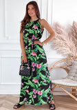 Printed Sweet O-Neck Sleeveless Beach Maxi