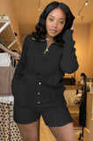 Casual Zipper Shirt and High Waist Shorts
