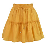Summer Solid Sexy Mini Skirt Women Fashion Lace-up Plus Size Ruffle Boho A Line Skirt Ladies High Waist Skirt Jupe