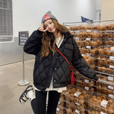 The 2024 Korean Version Of Loose Student Hooded Down Cotton Jacket-Outfit