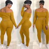 Sexy Off Shoulder Knit Top And Leggings 2 Piece