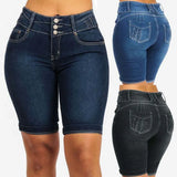 Shorts Women High Waisted Jeans Woman 2021 Summer Clothes Skinny Short Pants Streetwear Casual Button Washed Short