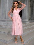 Puff Sleeve V-Neck A-Line
