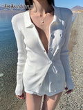 Solid Minimalist Knitting Sweater For Women V Neck Long Sleeve Slim Cardigan Female Fashion Clothes Style New