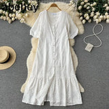 Hollow Out Women Fashion Long Dress Short Sleeve High Waist Lady Bodycon Dresses Chic Korean Vestidos Solid