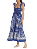 Spring Long Dress For Women Square Collar Sleeveless Backless High Waist Colorblock Print Camisole Dresses Female