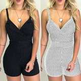 Jumpsuit Summer Women Playsuit Sleeveless Striped Jumpsuit Elegant Rompers Casual Shorts Jumpsuits Ladies Playsuit