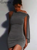 Incline Should Dress Women Classic Solid Ribbons Asymmetrical Sleeveless Sheath Vestidos Basic Concise Street Party Robe-Outfit