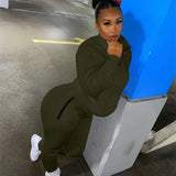 Summer Streetwear 2 Two Piece Set Women Outfits 2021 Long Sleeve Zipper Top Pocket Pants Sets White Casual Tracksuit