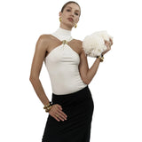 Spring And Summer Explosion Women's Gold Ring Sleeveless Shoulder Elastic