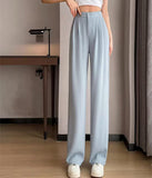 Toloer Pants Female Spring And Autumn 2024 New High Waist Hanging Feeling Loose Straight Leg Hanging Feeling Wide Leg Pants Large Size Pink Casual Pants-Outfit