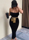 Party Sexy Black Strap Midi