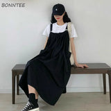 Women Sleeveless Suspender Baggy Japanese Plus Size 2XL Student Kawaii Casual All-match Fashion Ulzzang Summer Midi