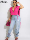 Spring Summer Crop Tops 2022 Womens Fashion Streetwear Lace Up Tops Green Pink Black Tank Top Zipper Crop Vest