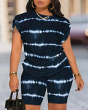 Summer New Women's Temperament Digital Printing Round-Neck Short-Sleeved