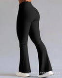 Flare Long Pants Women Solid Slim Fit Regular Splice Trousers Sheath Tight High Waist Pant Office Ladies Spring 2024-Outfit