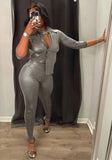 Leather Fit Blouse and High Waist Pants 2 Piece