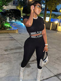 Summer Streetwear 2 Two piece Set Outfits Tracksuit Women Short Sleeve Crop Top Skinny White Pants Suit Matching Sets