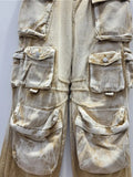 Women's Jeans High Washed Khaki Gradient Multiple Pockets Cargo Wide Leg Cool Denim Pants 2024 Summer New Fashion 29L4140-Outfit