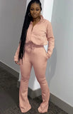 Beading Letter Long Sleeve Jacket and Pants 2 Piece