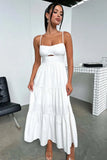 Women's New Slings Solid Color Waist Dress Low Breast Elegant Women's Big Skirt