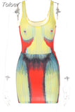 Two Piece Set for Women 3D Printed Sexy Y2K Bodysuit + Skirt Matching Spring 2023 Party Club