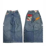 Wide-Legged Jeans Street Hip-Hop Personality Y2K Straight Casual Pants-Outfit