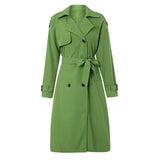 Women Double Breasted Long Trench Coat Fall Winter Clothes Classic Lapel Long Sleeve Windproof Overcoat with Belt Long Overcoat-Outfit