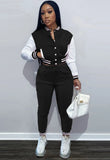 Contrast Color Cropped Top and Pants