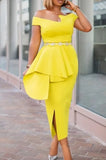 Off Shoulder Formal Slit Midi