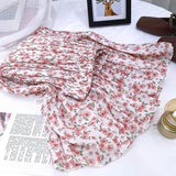 Summer Chiffon Beach Boho Maxi Women Skirt High Waist Floral Print Vintage Holiday Ruched Long Fashion Skirts