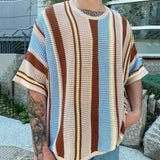 Men's New Summer Men's Knit Dress Round-Neck Short Sleeve Thin Knit T-Shirt