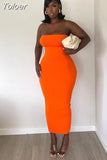 Sexy Solid Color Tube Top Bodycon Dress Women Clothing Summer 2023 Party Clubwear Maxi Dresses